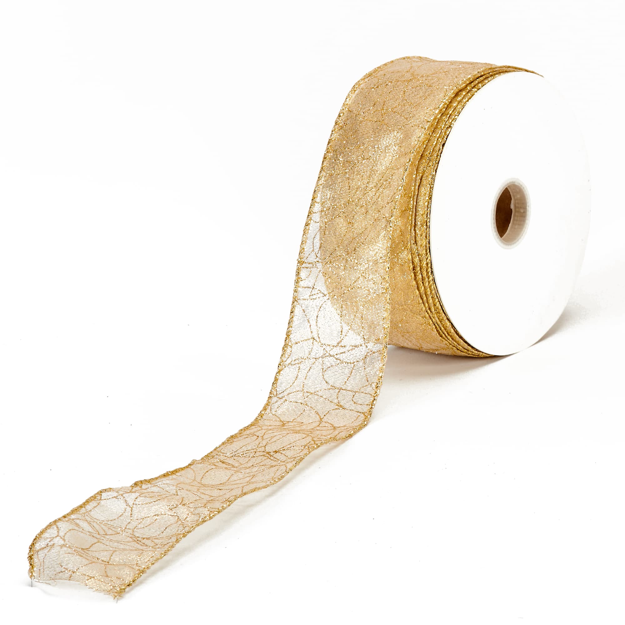 2.5" x 50yd. Gold Wired Ribbon Roll